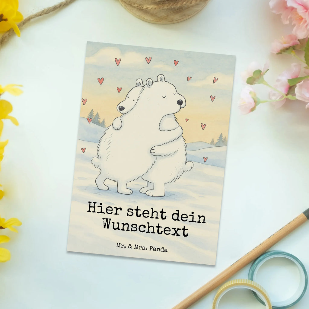 Personalisierte Postkarte Eisbär Umarmen Design Geschenkkarte mit Wunschtext, Karte mit Namen, Postkarte mit Wunschtext, Geschenkkarte mit Namen, Grußkarte mit Namen, Postkarte mit Namen, Karte mit Wunschtext, Grußkarte mit Wunschtext, Ansichtskarte mit Namen, Ansichtskarte mit Wunschtext, Postkarte bedrucken, Postkarte personalisierbar, Einladung mit Wunschtext, Einladung mit Namen, Tiermotive, Gute Laune, lustige Sprüche, Tiere