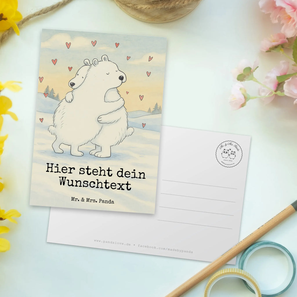 Personalisierte Postkarte Eisbär Umarmen Design Geschenkkarte mit Wunschtext, Karte mit Namen, Postkarte mit Wunschtext, Geschenkkarte mit Namen, Grußkarte mit Namen, Postkarte mit Namen, Karte mit Wunschtext, Grußkarte mit Wunschtext, Ansichtskarte mit Namen, Ansichtskarte mit Wunschtext, Postkarte bedrucken, Postkarte personalisierbar, Einladung mit Wunschtext, Einladung mit Namen, Tiermotive, Gute Laune, lustige Sprüche, Tiere