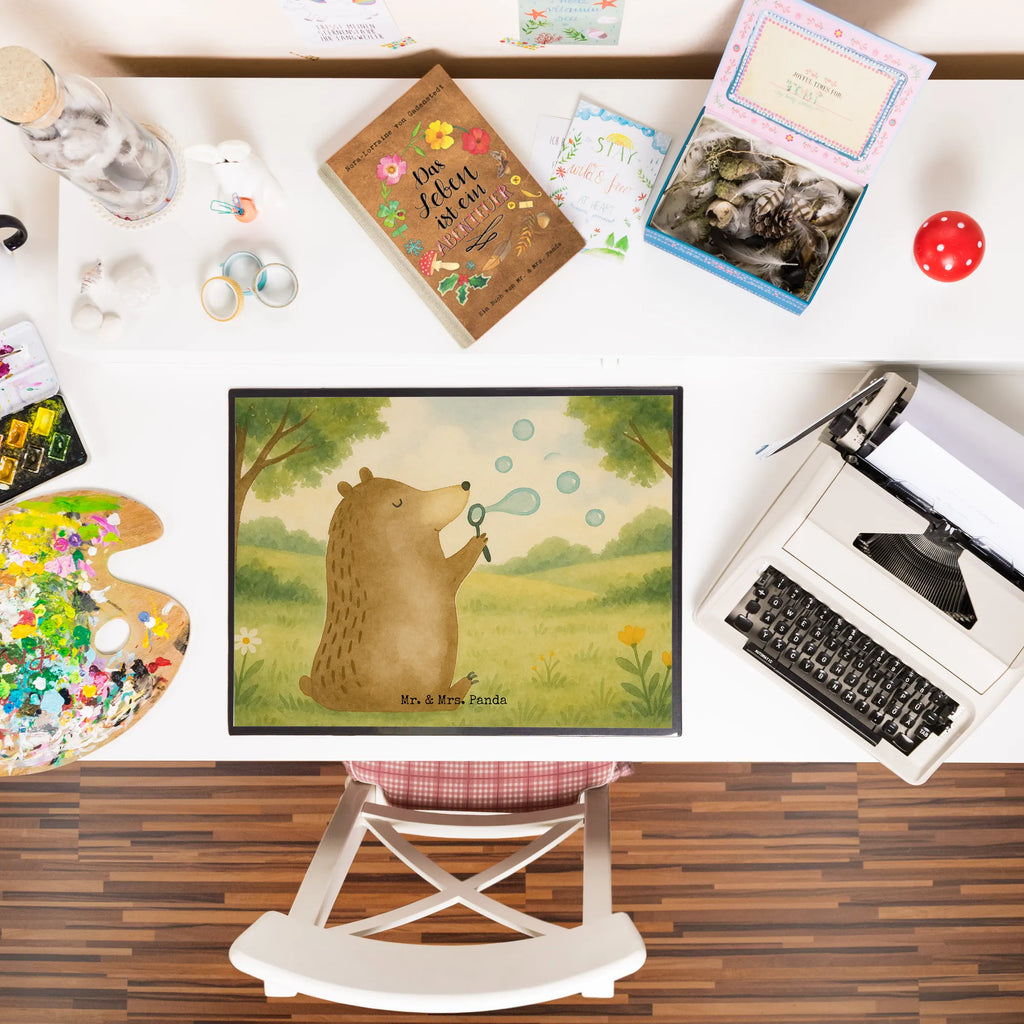 Desk pad bear soap bubbles Design Schreibunterlage, Schreibtischauflage, Bürobedarf, Büroartikel, Schreibwaren, Schreibtisch Unterlagen, Schreibtischunterlage Groß, Bär, Teddy, Teddybär, Seifenblasen Bär Lustig Sein Glücklich Traurig Happy