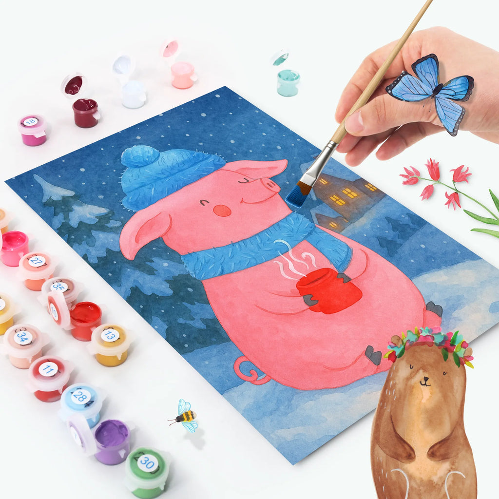 Malowanie według numerów świnia grzane wino Design DIY, Baseln, Kunstwerk, Malen, Künstler, Bastelidee, Ausmalbild, Malen nach Zahlen, Kreativität, Winter, Weihnachten, Weihnachtsdeko, Nikolaus, Advent, Heiligabend, Wintermotiv, Weihnachtsmarkt, Punsch, Glühschwein, Glühwein