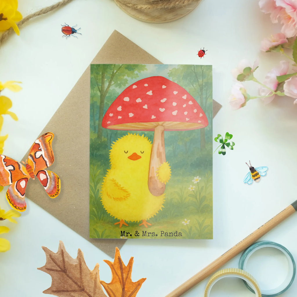 Grußkarte Küken Fliegenpilz Design Grußkarte, Klappkarte, Einladungskarte, Glückwunschkarte, Hochzeitskarte, Geburtstagskarte, Karte, Ansichtskarten, Ostern, Osterhase, Ostergeschenke, Osternest, Osterdeko, Geschenke zu Ostern, Ostern Geschenk, Ostergeschenke Kinder, Ostern Kinder, Küken, Fliegenpilz, Glückspilz, Frohe Ostern, Ostergrüße