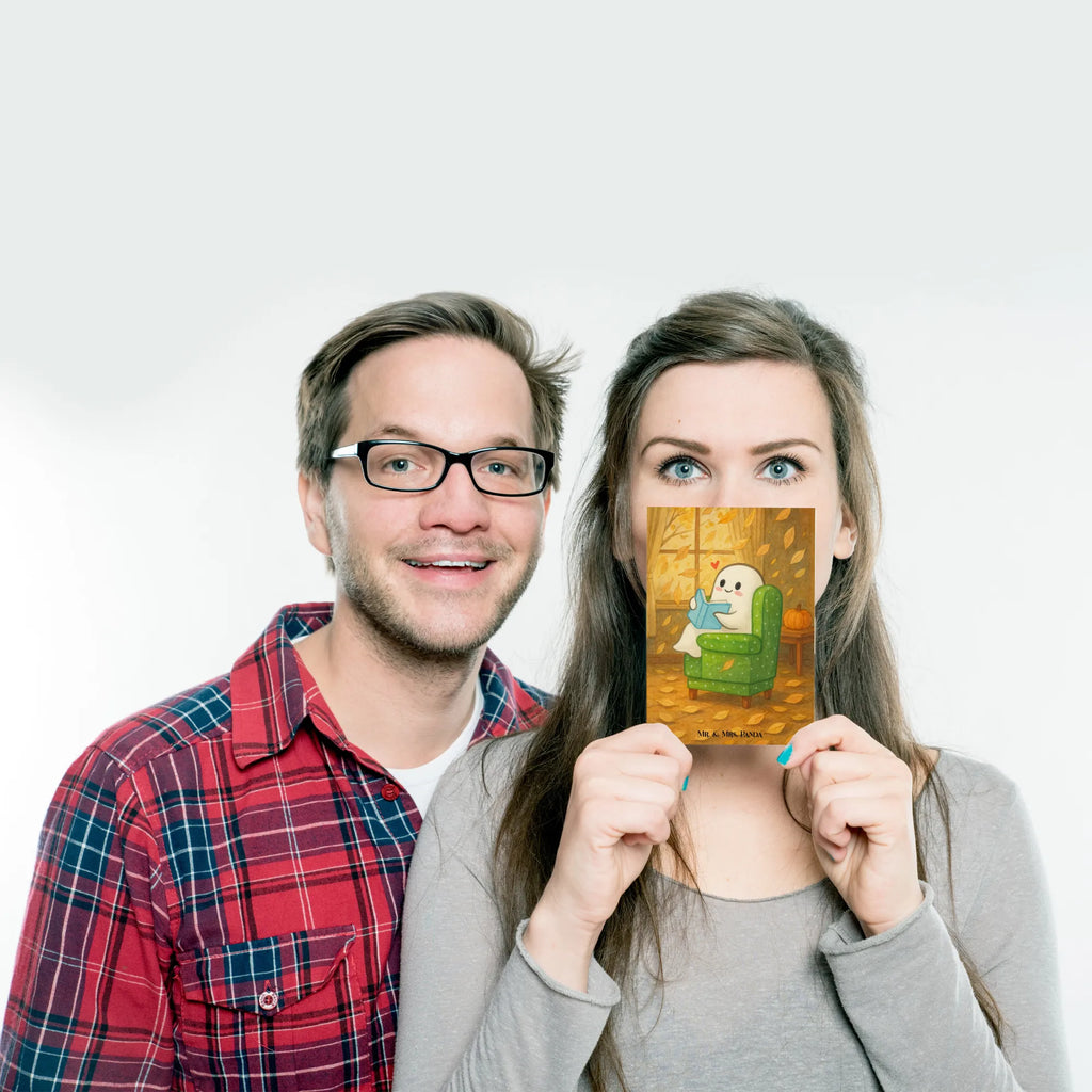 Pocztówka duch książka Design Einladung Geburtstag, Geschenkkarte, Geburtstagskarte, Ansichtskarten, Grußkarte, Einladungskarte, Postkarte, Karte, Dankeskarte, Einladung, Einladungskarten Geburtstag, Ansichtskarte, Halloween, Deko, Martinssingen, Dekoration, Geschenke, Schenken, gemütlich, Gespenst, Herbst, Buch