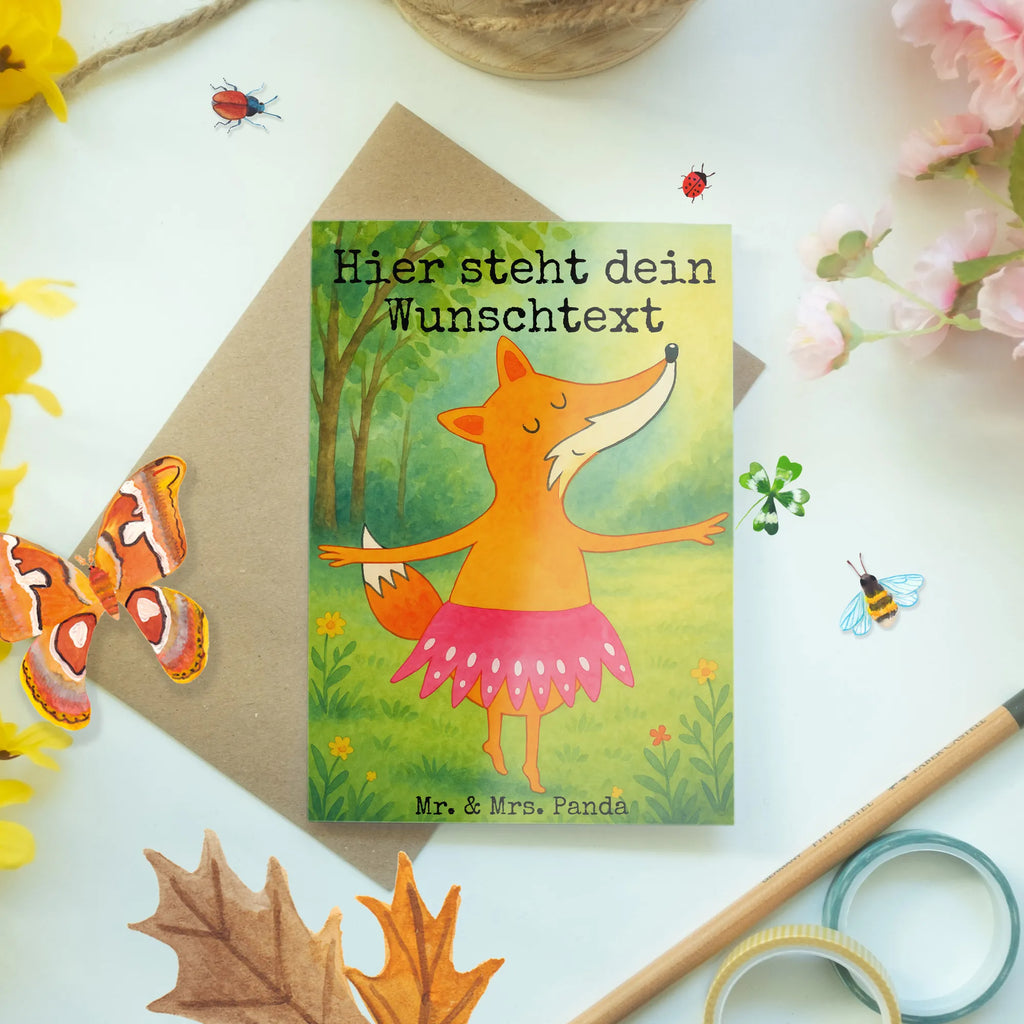 Personalised greetings card Fox ballerina Design Personalisierte Grußkarte, Personalisierte Geburtstagskarte, Grußkarte mit Namen, Grußkarte als Geldgeschenk, Grußkarte selber drucken, Personalisierte Hochzeitskarte, Grußkarte mit persönlichen Nachrichten, Personalisierte Karte, Personalisiertere Klappkarte, Grußkarte selbst gestalten, Personalisierte Glückwunschkarte, Grußkarten personalisiert, Personalisierte Einladungskarte, Fuchs, Ballerina, Party, Ballett, Füchse, Tänzerin, Geburtstag, Tanzen, Füchsin, Einladung, Fuchs Spruch