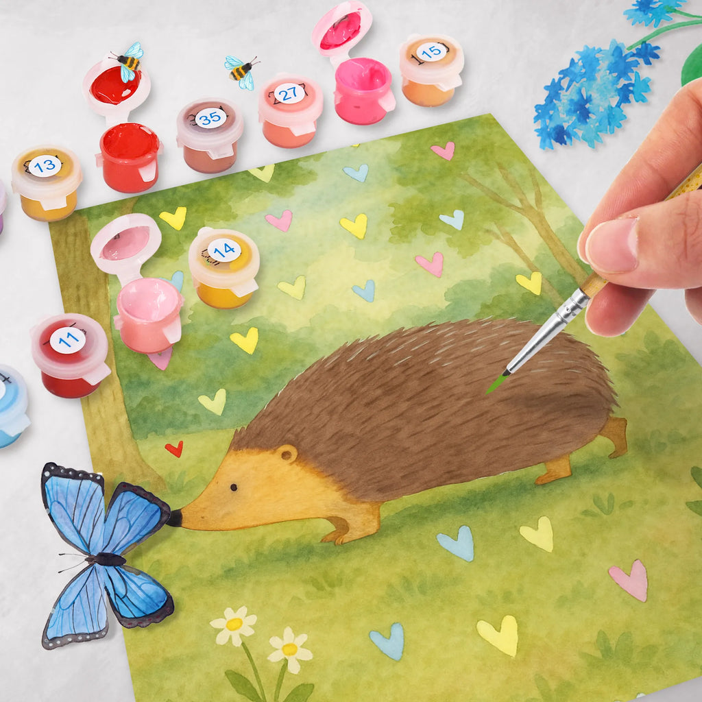 Malen nach Zahlen Igel Herzen Design DIY, Baseln, Kreativität, Kunstwerk, Bastelidee, Malen nach Zahlen, Ausmalbild, Malen, Künstler, Tiermotive, Gute Laune, lustige Sprüche, Tiere, Herz, Kuss, Herzen, Liebe, Vertrauen, Leben, Igel