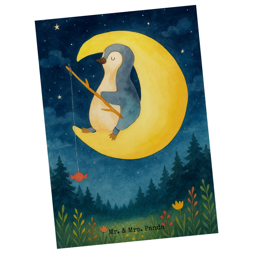 Postcard Penguin moon Design North Pole, Penguins, night's rest, bedroom, insomnia, sleep, saying, guest room, falling asleep, penguins