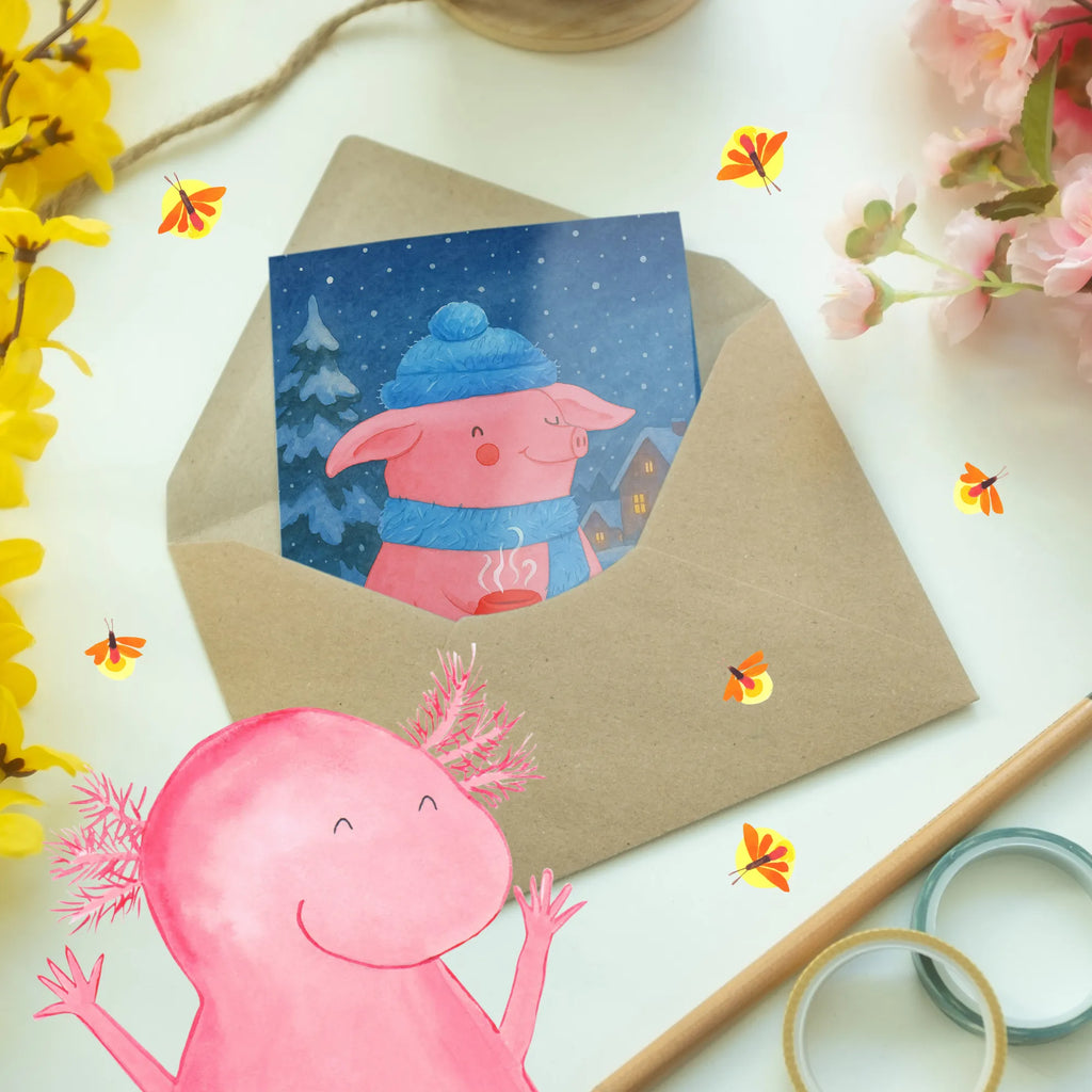 Grußkarte Schwein Glühwein Design Grußkarte, Klappkarte, Einladungskarte, Glückwunschkarte, Hochzeitskarte, Geburtstagskarte, Karte, Ansichtskarten, Winter, Weihnachten, Weihnachtsdeko, Nikolaus, Advent, Heiligabend, Wintermotiv, Glühschwein, Glühwein, Weihnachtsmarkt, Punsch