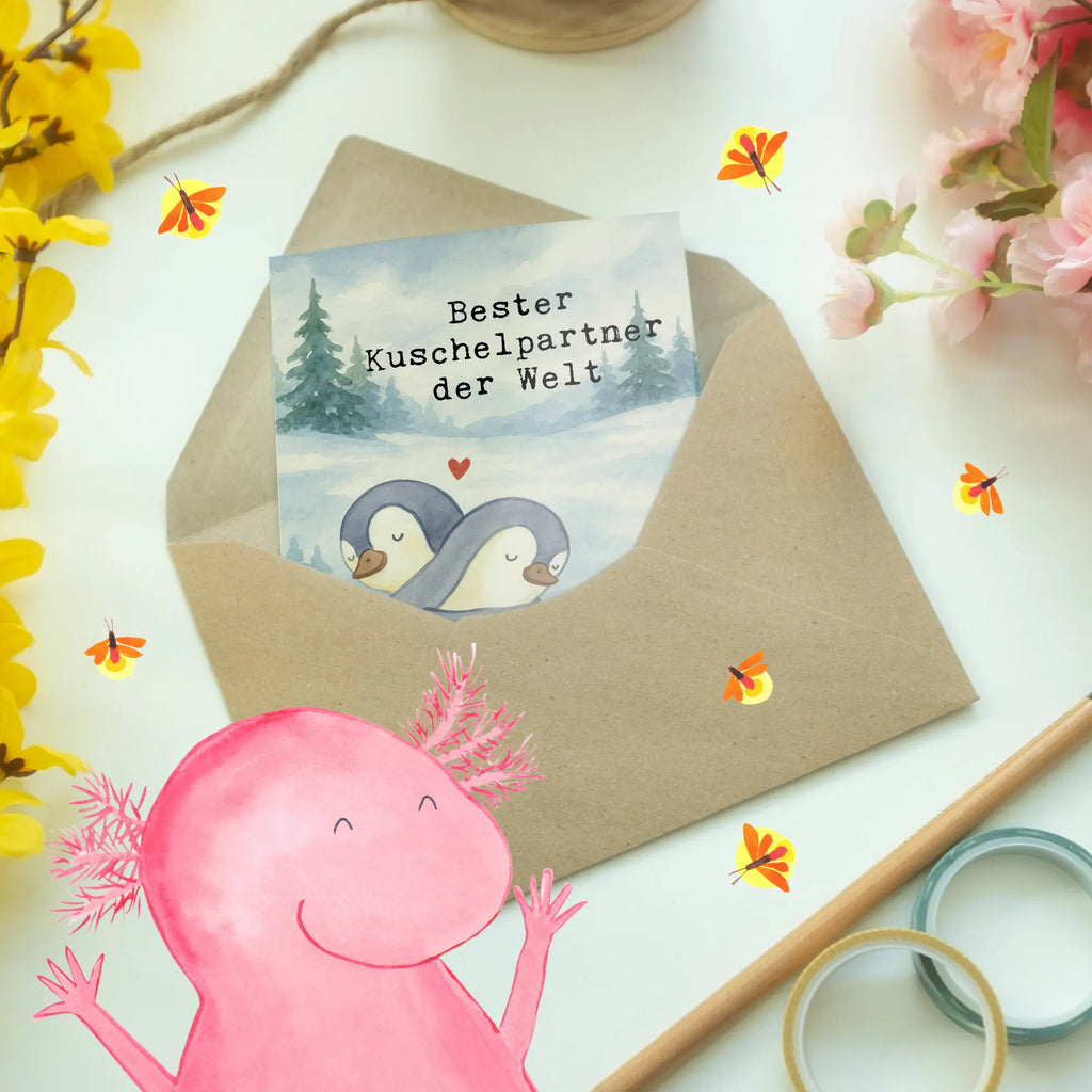 Grußkarte Pinguin Bester Kuschelpartner der Welt Design Karte, Glückwunschkarte, Grußkarte, Geburtstagskarte, Hochzeitskarte, Einladungskarte, Klappkarte, Ansichtskarten, für, Dankeschön, Geschenk, Schenken, Geburtstag, Geburtstagsgeschenk, Geschenkidee, Danke, Bedanken, Mitbringsel, Freude machen, Geschenktipp, Kuschelpartner, Freund, Ehemann, Freundin, Lebenspartner, Kuscheln, Bett, Hochzeitstag, Ehefrau, Liebe, Partner, Ehepartner, verliebt