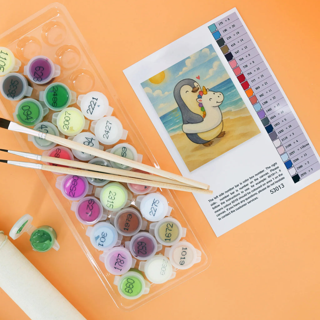 Malen nach Zahlen Pinguin Schwimmring Design Ausmalbild, DIY, Kreativität, Bastelidee, Malen, Künstler, Kunstwerk, Baseln, Malen nach Zahlen, Sommer, Sommermotive, Urlaubsmotive, Produkte für Urlauber, Sommer Produkte