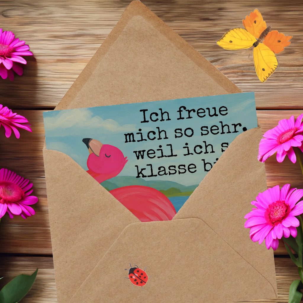 Deluxe Karte Flamingo Stolz Design Karte, Grußkarte, Klappkarte, Einladungskarte, Glückwunschkarte, Hochzeitskarte, Geburtstagskarte, Hochwertige Grußkarte, Hochwertige Klappkarte, Flamingo, stolz, Freude, Selbstliebe, Selbstakzeptanz, Freundin, beste Freundin, Tochter, Mama, Schwester