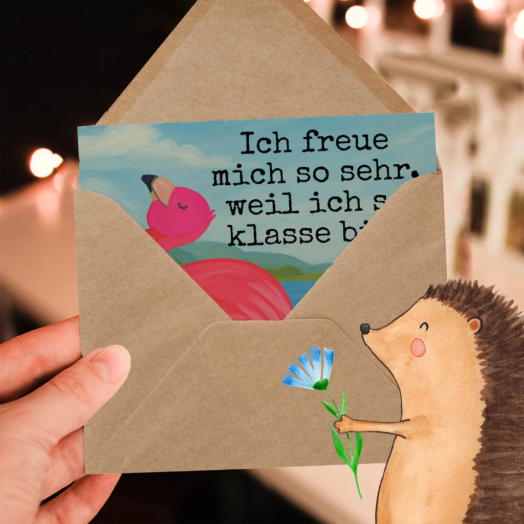 Deluxe Karte Flamingo Stolz Design Karte, Grußkarte, Klappkarte, Einladungskarte, Glückwunschkarte, Hochzeitskarte, Geburtstagskarte, Hochwertige Grußkarte, Hochwertige Klappkarte, Flamingo, stolz, Freude, Selbstliebe, Selbstakzeptanz, Freundin, beste Freundin, Tochter, Mama, Schwester