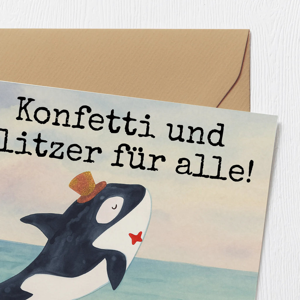 Deluxe Karte Orca Zylinder Design Karte, Grußkarte, Klappkarte, Einladungskarte, Glückwunschkarte, Hochzeitskarte, Geburtstagskarte, Hochwertige Grußkarte, Hochwertige Klappkarte, Meerestiere, Meer, Urlaub, Narwal, Glitter, Konfetti, Glitzer, Geburtstag, Feier, Fete, Fest, Glückwunsch, Orca