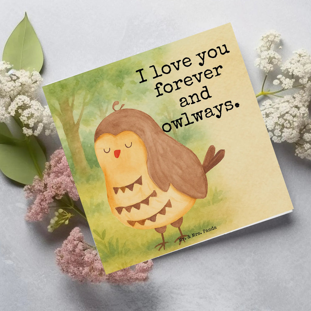 Deluxe Karte Eule Zufrieden Design Karte, Grußkarte, Klappkarte, Einladungskarte, Glückwunschkarte, Hochzeitskarte, Geburtstagskarte, Hochwertige Grußkarte, Hochwertige Klappkarte, Eule, Eule Spruch, Eule deko, Owl, Liebe Spruch, Romantisch, Wortspiel lustig, Spruch schön, Geschenk Hochzeitstag