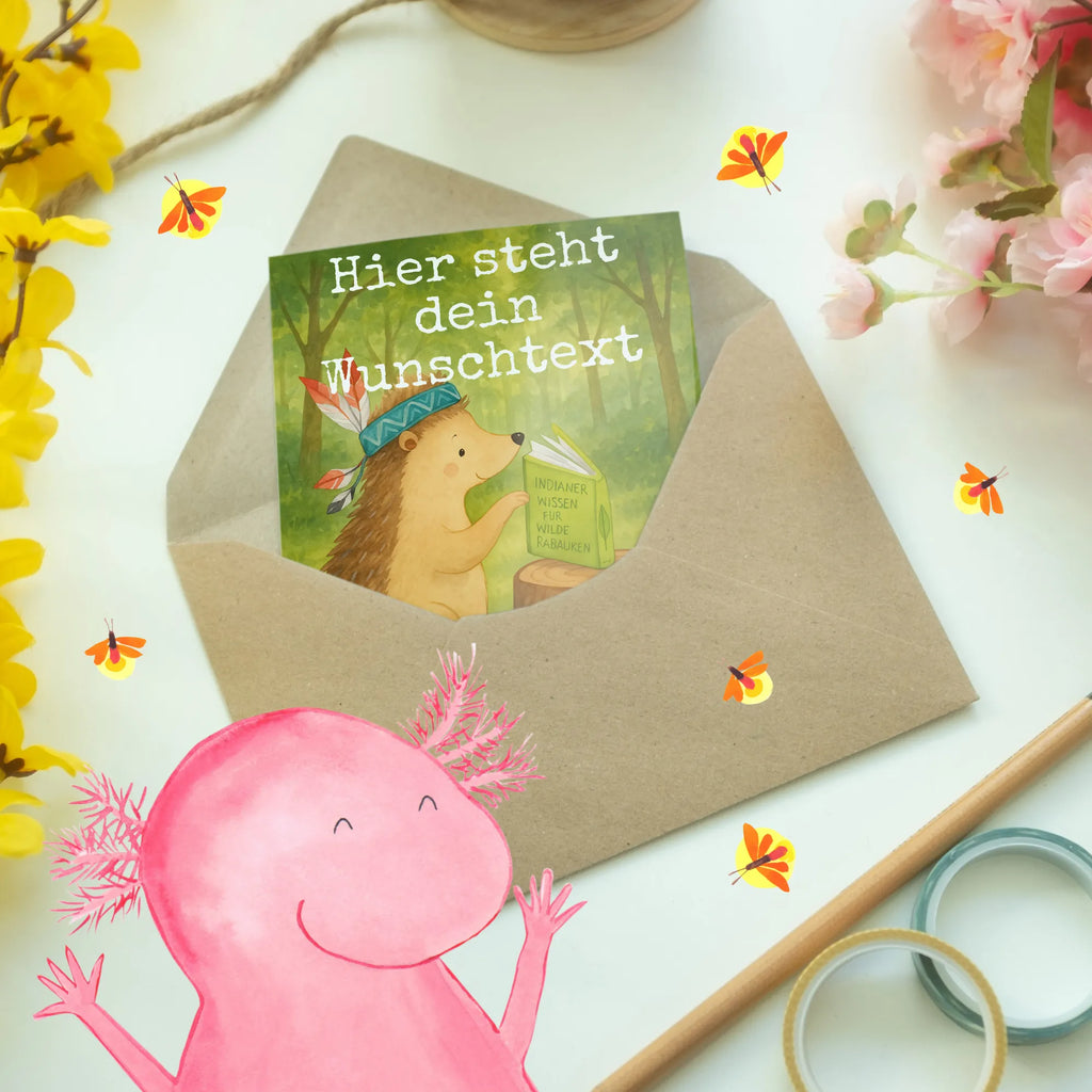 Personalisierte Grußkarte Igel Federschmuck Design Personalisierte Grußkarte, Grußkarten personalisiert, Personalisiertere Klappkarte, Grußkarte mit Namen, Personalisierte Einladungskarte, Personalisierte Karte, Grußkarte als Geldgeschenk, Personalisierte Geburtstagskarte, Grußkarte mit persönlichen Nachrichten, Personalisierte Hochzeitskarte, Grußkarte selbst gestalten, Grußkarte selber drucken, Personalisierte Glückwunschkarte, Waldtiere, Tiere, Camping, Igel, Lagerfeuer, Abenteuer, Indianer