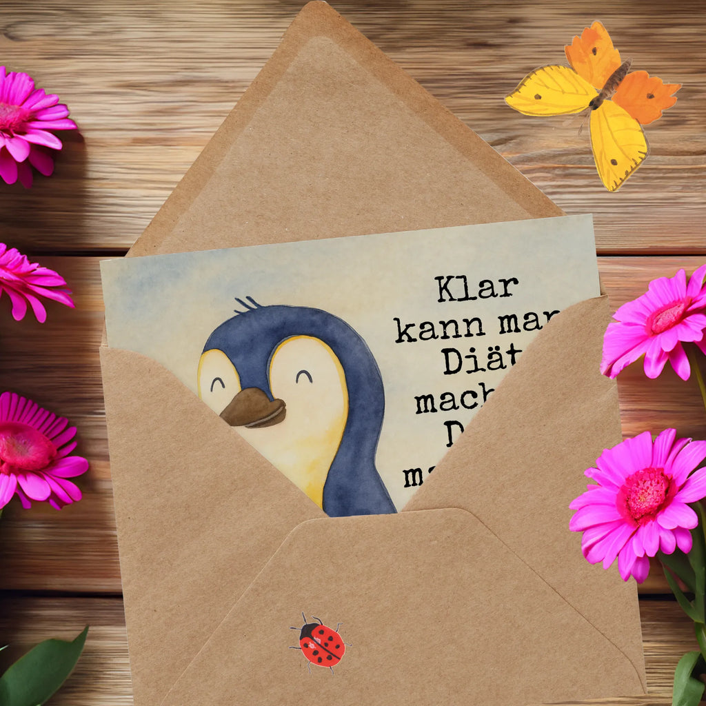 Deluxe Karte Pinguin Diät Design Karte, Grußkarte, Klappkarte, Einladungskarte, Glückwunschkarte, Hochzeitskarte, Geburtstagskarte, Hochwertige Grußkarte, Hochwertige Klappkarte, Pinguin, Pinguine, Diät, Abnehmen, Abspecken, Gewicht, Motivation, Selbstliebe, Körperliebe, Selbstrespekt