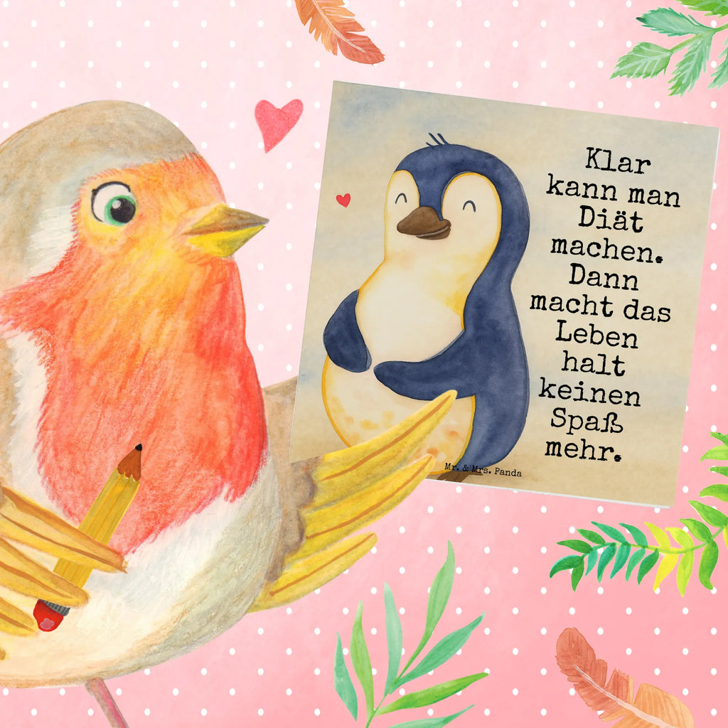 Deluxe Karte Pinguin Diät Design Karte, Grußkarte, Klappkarte, Einladungskarte, Glückwunschkarte, Hochzeitskarte, Geburtstagskarte, Hochwertige Grußkarte, Hochwertige Klappkarte, Pinguin, Pinguine, Diät, Abnehmen, Abspecken, Gewicht, Motivation, Selbstliebe, Körperliebe, Selbstrespekt
