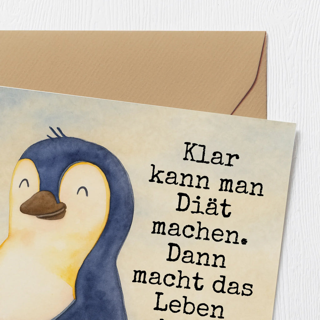 Deluxe Karte Pinguin Diät Design Karte, Grußkarte, Klappkarte, Einladungskarte, Glückwunschkarte, Hochzeitskarte, Geburtstagskarte, Hochwertige Grußkarte, Hochwertige Klappkarte, Pinguin, Pinguine, Diät, Abnehmen, Abspecken, Gewicht, Motivation, Selbstliebe, Körperliebe, Selbstrespekt