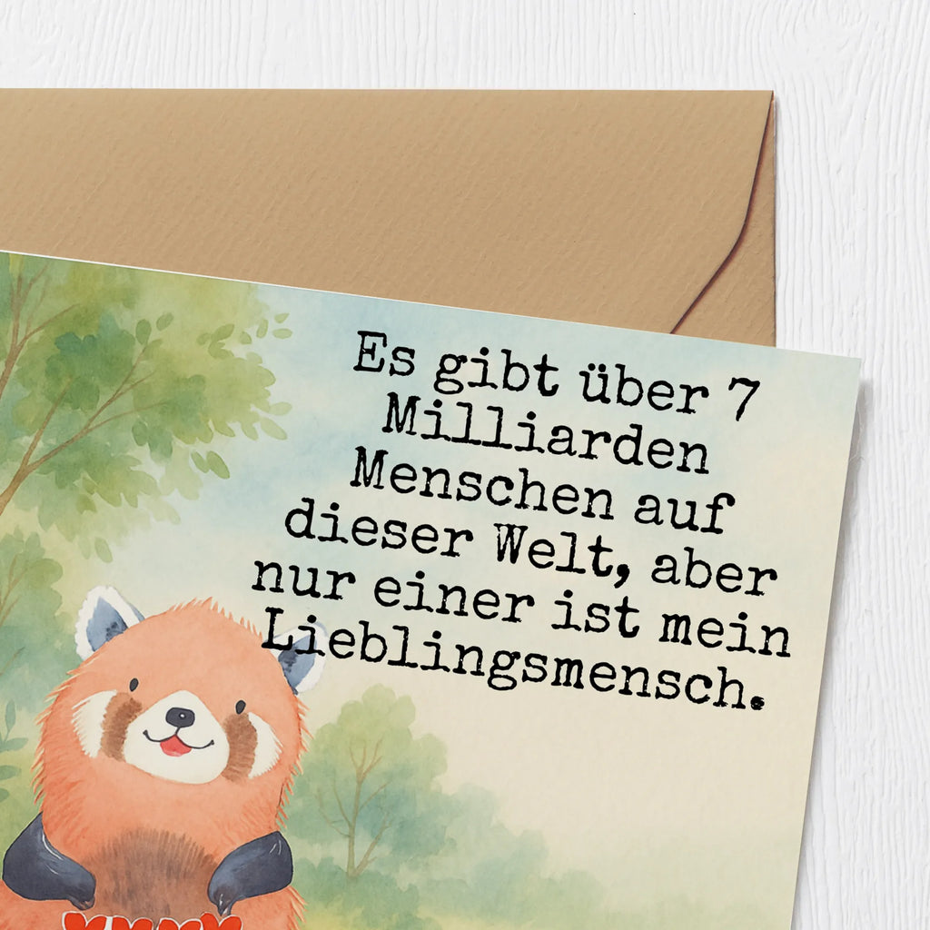 Deluxe Karte Roter Panda Design Karte, Grußkarte, Klappkarte, Einladungskarte, Glückwunschkarte, Hochzeitskarte, Geburtstagskarte, Hochwertige Grußkarte, Hochwertige Klappkarte, Tiermotive, Gute Laune, lustige Sprüche, Tiere, Panda, Liebe, Rot, Herz, Liebling, Lieblingsmensch