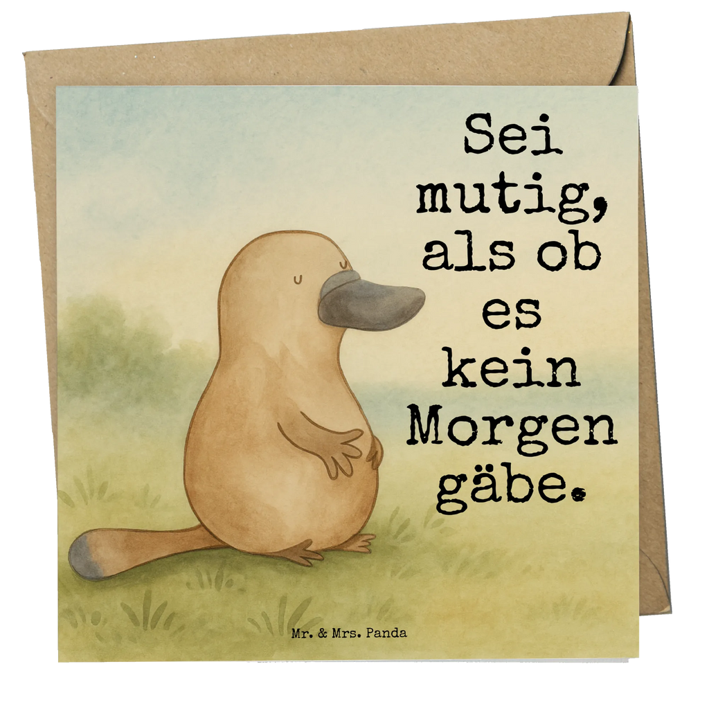 Deluxe Karte Schnabeltier Mut Design Karte, Grußkarte, Klappkarte, Einladungskarte, Glückwunschkarte, Hochzeitskarte, Geburtstagskarte, Hochwertige Grußkarte, Hochwertige Klappkarte, Meerestiere, Meer, Urlaub, Schnabeltier, Mut, mutig, Lebensweisheit, Schnabeltiere, Motivation, Training, Büro, Arbeit, Neuanfang, Neustart, Weltreise, Raodtrip