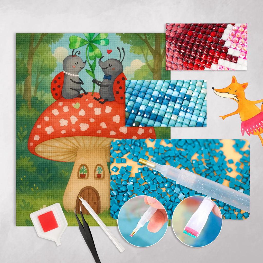 Diamond Painting Marienkäfer Fliegenpilz Design Kristallbild, Kreativität, DIY, Diamond Painting, Tiermotive, Gute Laune, lustige Sprüche, Tiere, Fleigenpilzhaus, zuhause, Fliegenpilz, Wohnung, Marienkäfer, Haus