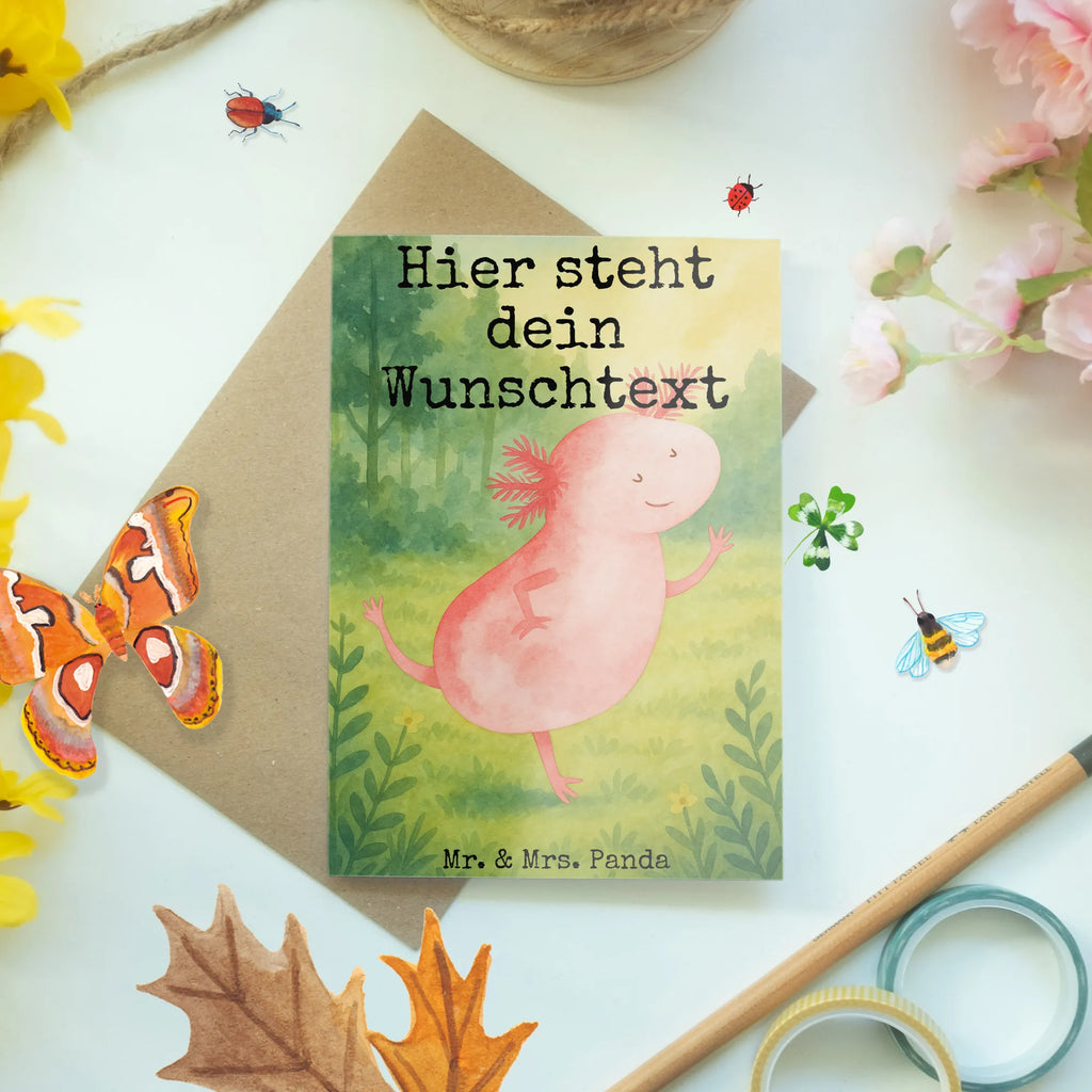 Personalisierte Grußkarte Axolotl Tanzen Design Personalisierte Glückwunschkarte, Personalisiertere Klappkarte, Grußkarten personalisiert, Grußkarte selber drucken, Personalisierte Grußkarte, Personalisierte Hochzeitskarte, Grußkarte mit persönlichen Nachrichten, Grußkarte mit Namen, Grußkarte selbst gestalten, Grußkarte als Geldgeschenk, Personalisierte Karte, Personalisierte Einladungskarte, Personalisierte Geburtstagskarte, Axolotl, Molch, Freundin, verrückt, Schwanzlurch, Sterne, Dachschaden, beste Freundin, Lurche, Axolot, Lurch