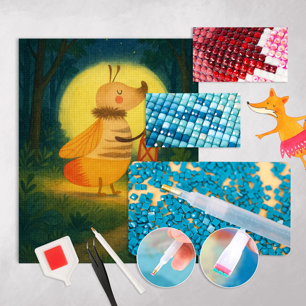 Diamond Painting Firefly Design Kreativität, Kristallbild, DIY, Diamond Painting, Tiermotive, Gute Laune, lustige Sprüche, Tiere, Liebesspruch, Glühwurm, Liebe, magisch, Liebesbeweis, Verlobung, Lieblingsmensch, Falter, Leuchten, Jahrestag, Heiratsantrag, Glühwürmchen