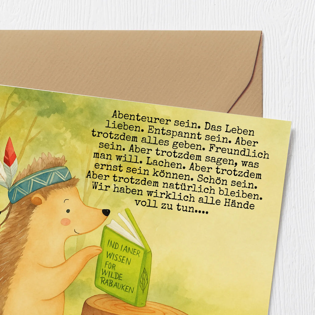 Deluxe Karte Igel Federschmuck Design Karte, Grußkarte, Klappkarte, Einladungskarte, Glückwunschkarte, Hochzeitskarte, Geburtstagskarte, Hochwertige Grußkarte, Hochwertige Klappkarte, Waldtiere, Tiere, Igel, Indianer, Abenteuer, Lagerfeuer, Camping