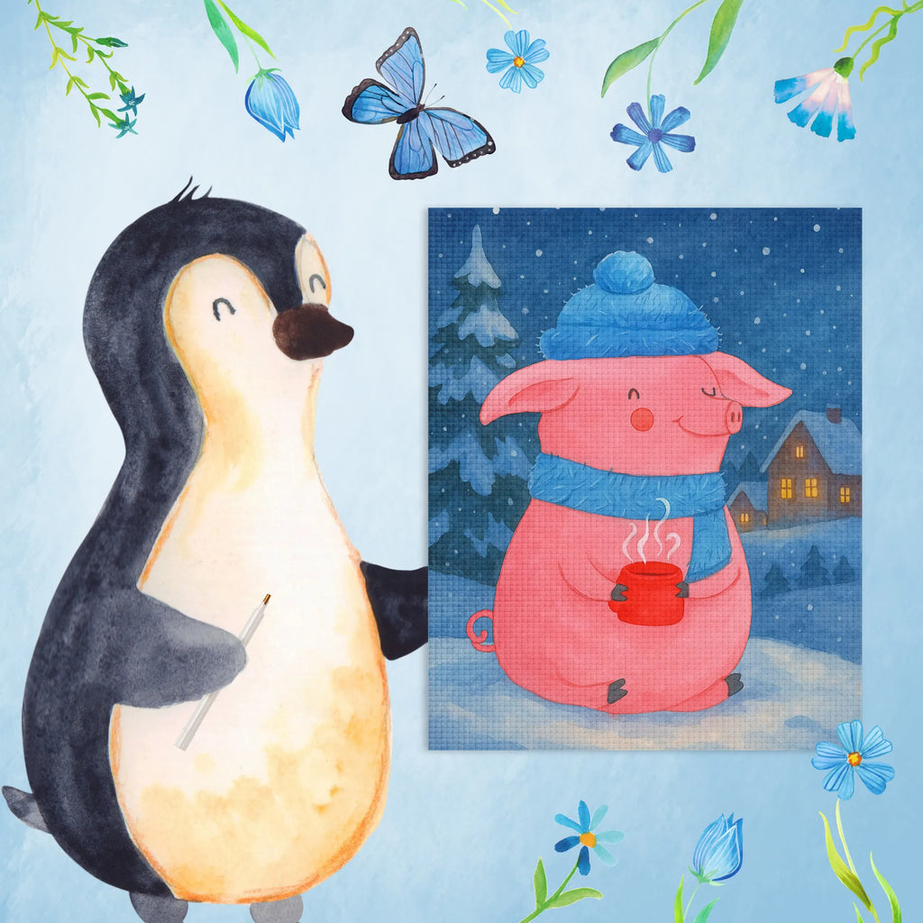 Diamond Painting Pig Mulled wine Design Winter, Christmas, Christmas time, snow, mulled pig, Christmas market, punch, mulled wine