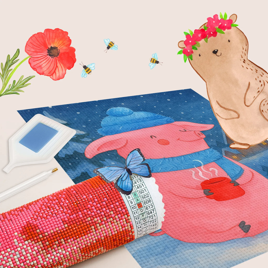 Diamond Painting Pig Mulled wine Design Winter, Christmas, Christmas time, snow, mulled pig, Christmas market, punch, mulled wine