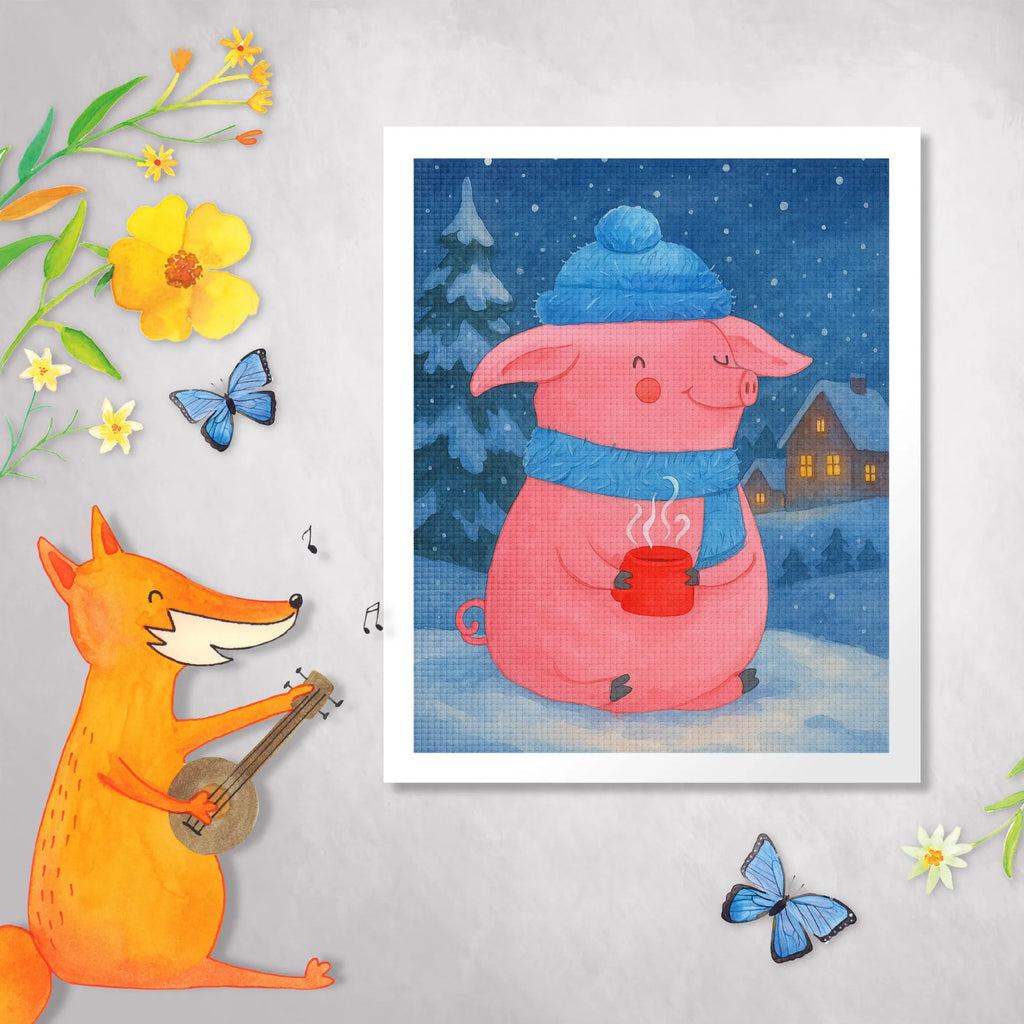 Diamond Painting Pig Mulled wine Design Winter, Christmas, Christmas time, snow, mulled pig, Christmas market, punch, mulled wine