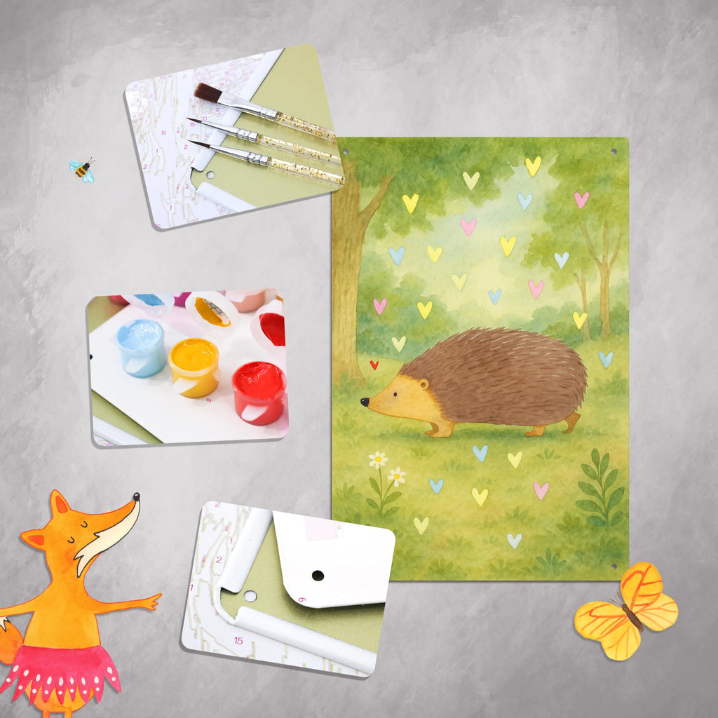 Metalowy szyld do malowania po numerach jeż serca Design Motywy zwierzęce, dobra energia, zabawne powiedzonka, zwierzęta