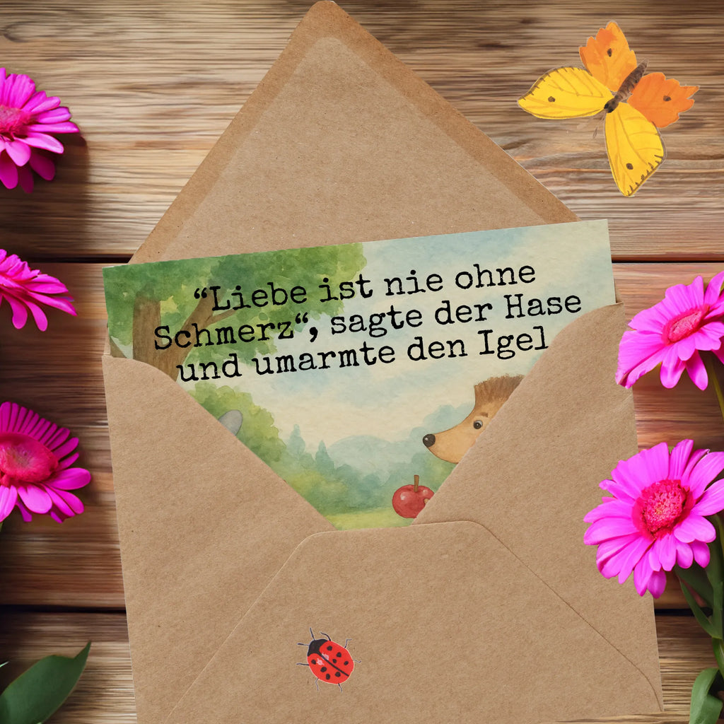 Karta Deluxe królik jeż Design Karte, Grußkarte, Klappkarte, Hochzeitskarte, Glückwunschkarte, Hochwertige Grußkarte, Einladungskarte, Hochwertige Klappkarte, Geburtstagskarte, Tiermotive, Gute Laune, lustige Sprüche, Tiere, Spruch romantisch, Igel, Liebeskummer Geschenk, Liebe Spruch, Igel und Hase, Trennungsschmerz, Hase, Herzschmerz, Trösten