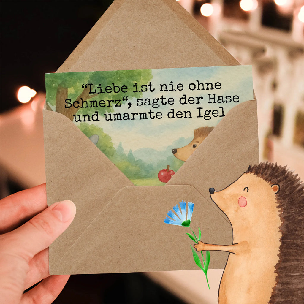 Karta Deluxe królik jeż Design Karte, Grußkarte, Klappkarte, Hochzeitskarte, Glückwunschkarte, Hochwertige Grußkarte, Einladungskarte, Hochwertige Klappkarte, Geburtstagskarte, Tiermotive, Gute Laune, lustige Sprüche, Tiere, Spruch romantisch, Igel, Liebeskummer Geschenk, Liebe Spruch, Igel und Hase, Trennungsschmerz, Hase, Herzschmerz, Trösten