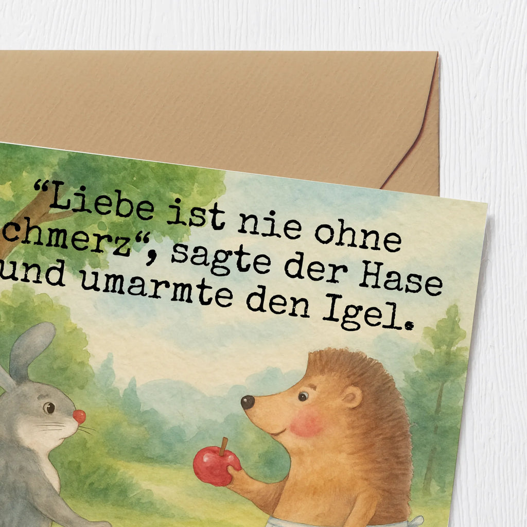 Karta Deluxe królik jeż Design Karte, Grußkarte, Klappkarte, Hochzeitskarte, Glückwunschkarte, Hochwertige Grußkarte, Einladungskarte, Hochwertige Klappkarte, Geburtstagskarte, Tiermotive, Gute Laune, lustige Sprüche, Tiere, Spruch romantisch, Igel, Liebeskummer Geschenk, Liebe Spruch, Igel und Hase, Trennungsschmerz, Hase, Herzschmerz, Trösten