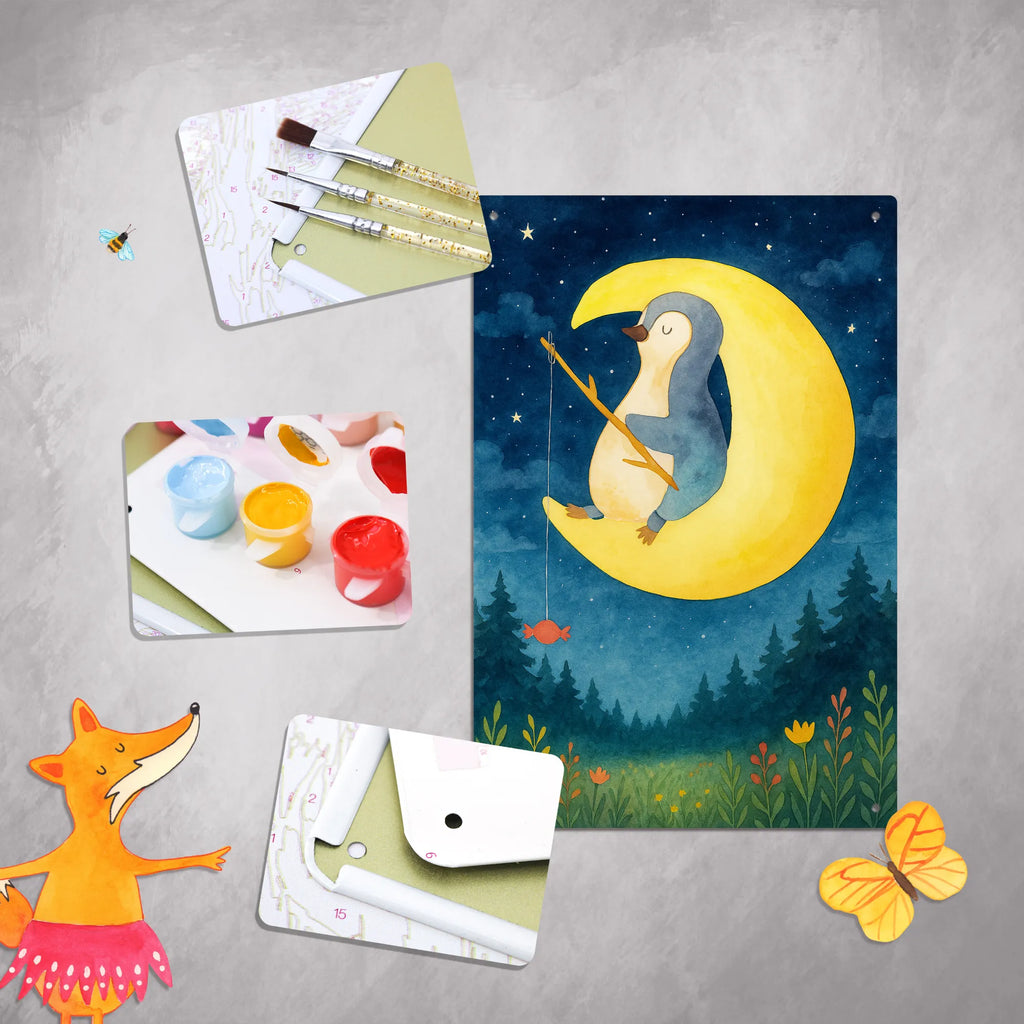 Malen nach Zahlen Metallschild Pinguin Mond Design Malen, Ausmalbild, DIY, Künstler, Kreativität, Bastelidee, Baseln, Malen nach Zahlen, Kunstwerk, Pinguin, Nachtruhe, Schlafzimmer, Schlafstörungen, Spruch, Einschlafen, schlafen, Gästezimmer, Pinguine