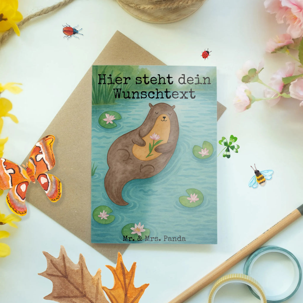 Spersonalizowana kartka z życzeniami wydra lilia wodna Design Personalisierte Karte, Grußkarte als Geldgeschenk, Grußkarte mit persönlichen Nachrichten, Personalisierte Glückwunschkarte, Personalisierte Einladungskarte, Personalisiertere Klappkarte, Grußkarte selber drucken, Grußkarte mit Namen, Grußkarte selbst gestalten, Personalisierte Grußkarte, Personalisierte Geburtstagskarte, Personalisierte Hochzeitskarte, Grußkarten personalisiert, Otter, Fischotter, Seeotter, Otter Seeotter See Otter