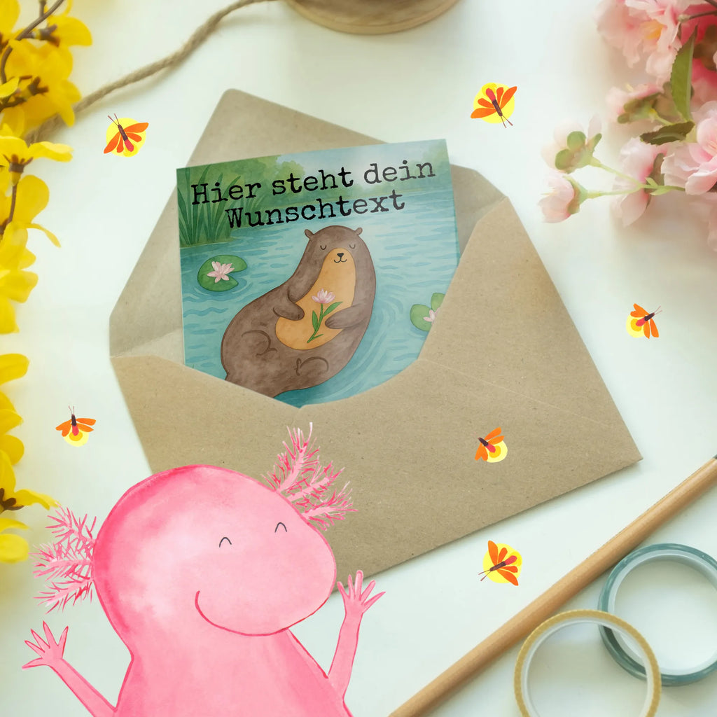 Spersonalizowana kartka z życzeniami wydra lilia wodna Design Personalisierte Karte, Grußkarte als Geldgeschenk, Grußkarte mit persönlichen Nachrichten, Personalisierte Glückwunschkarte, Personalisierte Einladungskarte, Personalisiertere Klappkarte, Grußkarte selber drucken, Grußkarte mit Namen, Grußkarte selbst gestalten, Personalisierte Grußkarte, Personalisierte Geburtstagskarte, Personalisierte Hochzeitskarte, Grußkarten personalisiert, Otter, Fischotter, Seeotter, Otter Seeotter See Otter