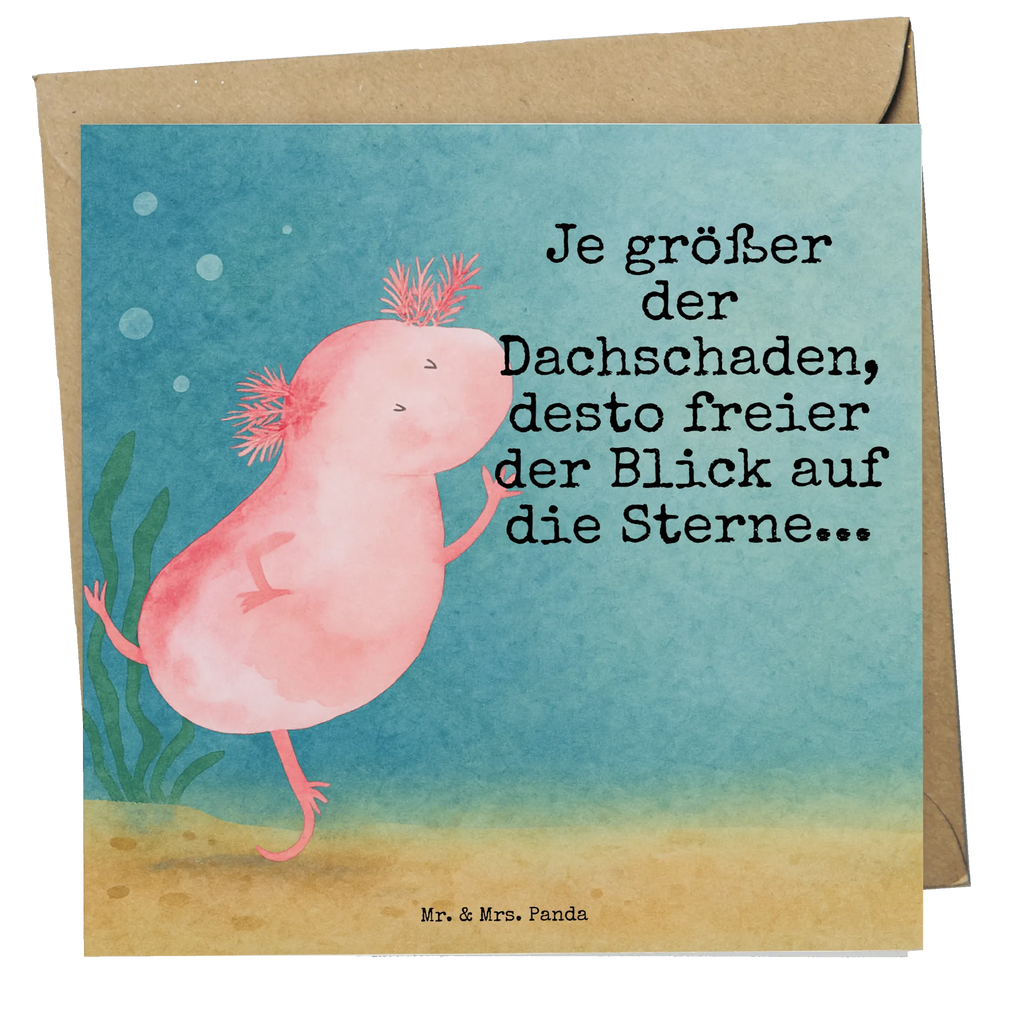 Deluxe Karte Axolotl Tanzen Design Karte, Grußkarte, Klappkarte, Einladungskarte, Glückwunschkarte, Hochzeitskarte, Geburtstagskarte, Hochwertige Grußkarte, Hochwertige Klappkarte, Axolotl, Molch, Axolot, Schwanzlurch, Lurch, Lurche, Dachschaden, Sterne, verrückt, Freundin, beste Freundin