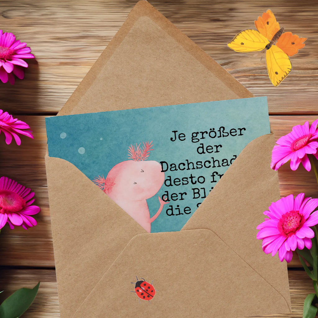 Deluxe Karte Axolotl Tanzen Design Karte, Grußkarte, Klappkarte, Einladungskarte, Glückwunschkarte, Hochzeitskarte, Geburtstagskarte, Hochwertige Grußkarte, Hochwertige Klappkarte, Axolotl, Molch, Axolot, Schwanzlurch, Lurch, Lurche, Dachschaden, Sterne, verrückt, Freundin, beste Freundin