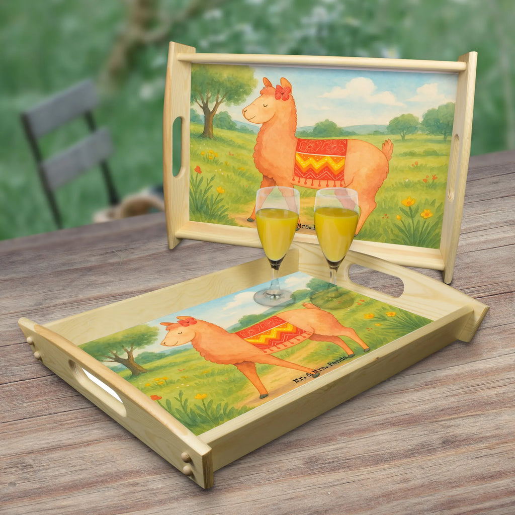 Serving tray alpaca Proud Design Serviertablett, Tablett, Holztablett, Küchentablett, Dekotablett, Frühstückstablett, Alpaka, Lama