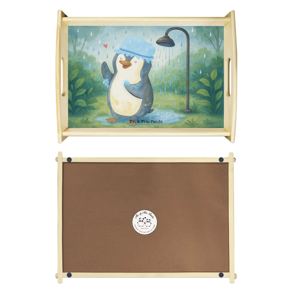 Serviertablett Pinguin Duschen Design Holztablett, Frühstückstablett, Serviertablett, Küchentablett, Tablett, Dekotablett, Pinguin, duschen, Dusche, Lebensmotto, glücklich sein, Motivation, Neustart, Pinguine, Neuanfang