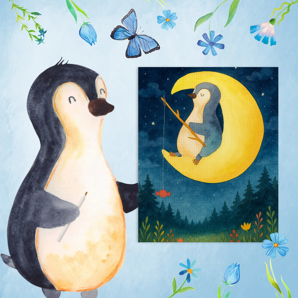 Diamond Painting Pinguin Mond Design Kristallbild, Kreativität, DIY, Diamond Painting, Pinguin, Schlafzimmer, Einschlafen, Schlafstörungen, Nachtruhe, schlafen, Spruch, Gästezimmer, Pinguine