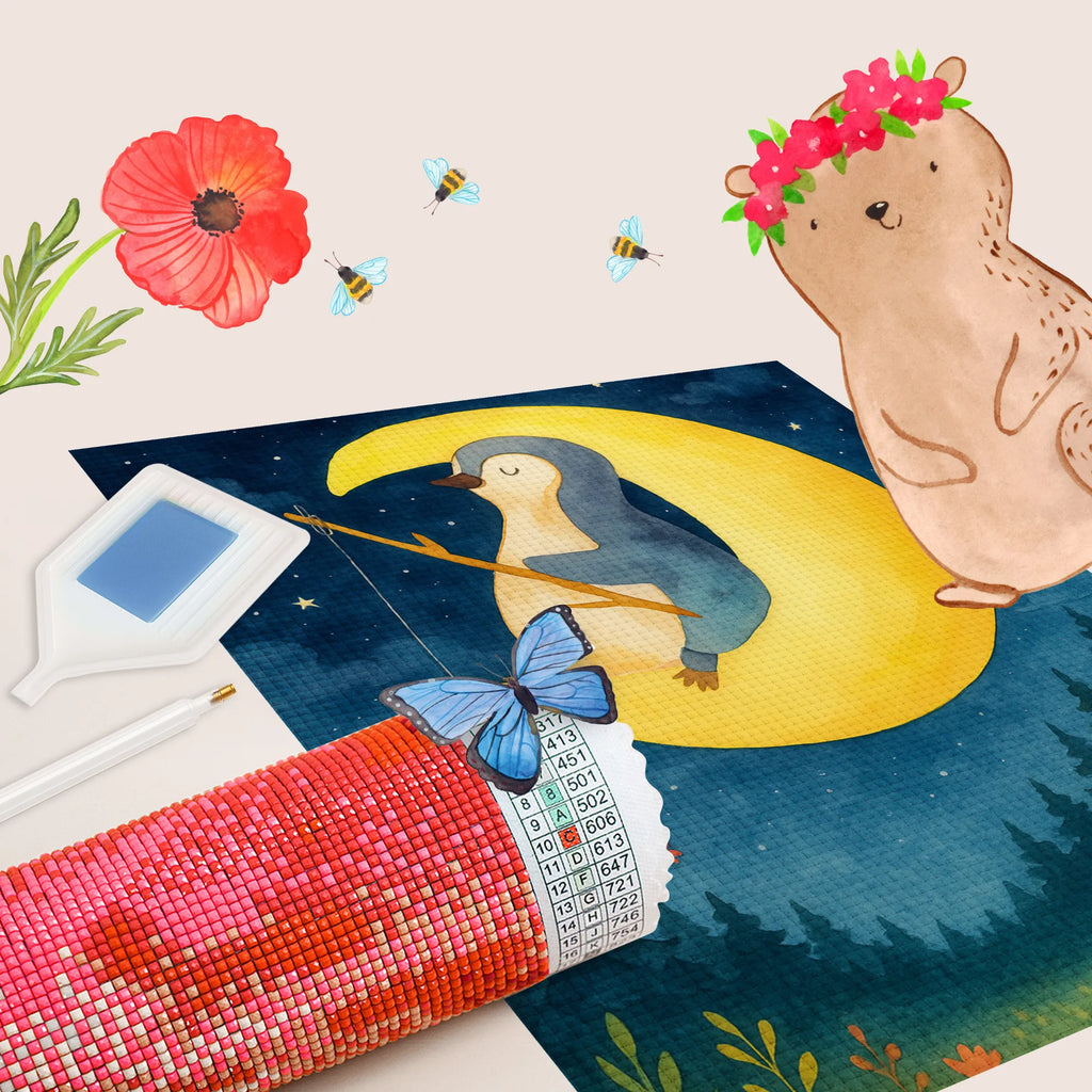 Diamond Painting Pinguin Mond Design Kristallbild, Kreativität, DIY, Diamond Painting, Pinguin, Schlafzimmer, Einschlafen, Schlafstörungen, Nachtruhe, schlafen, Spruch, Gästezimmer, Pinguine