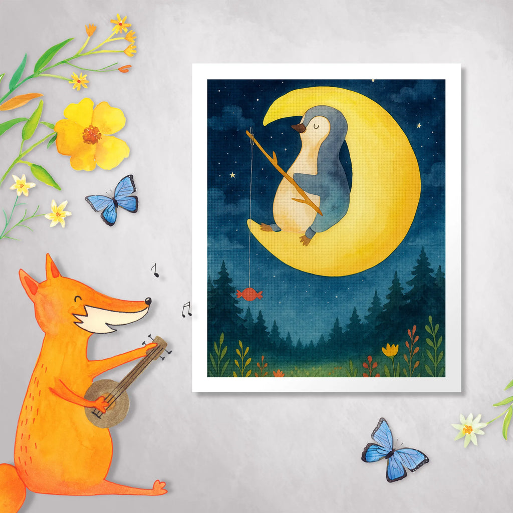 Diamond Painting Pinguin Mond Design Kristallbild, Kreativität, DIY, Diamond Painting, Pinguin, Schlafzimmer, Einschlafen, Schlafstörungen, Nachtruhe, schlafen, Spruch, Gästezimmer, Pinguine