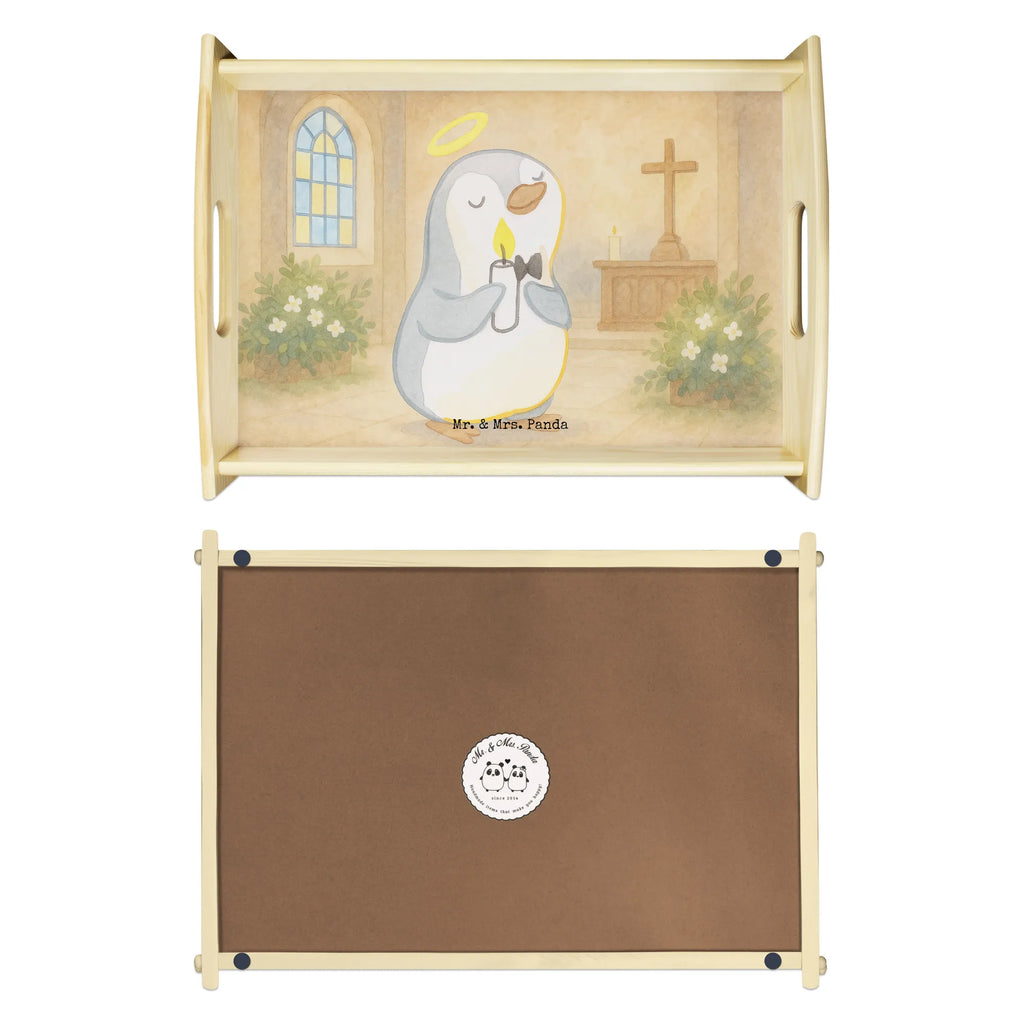 Serviertablett Pinguin Kommunion Design Küchentablett, Dekotablett, Frühstückstablett, Serviertablett, Holztablett, Tablett, Konfirmation, Kommunion, Jugendweihe, Konfirmation Geschenk, Glauben, Sonnenschein, Kommunion Dankeschön, Kommunion Geschenk
