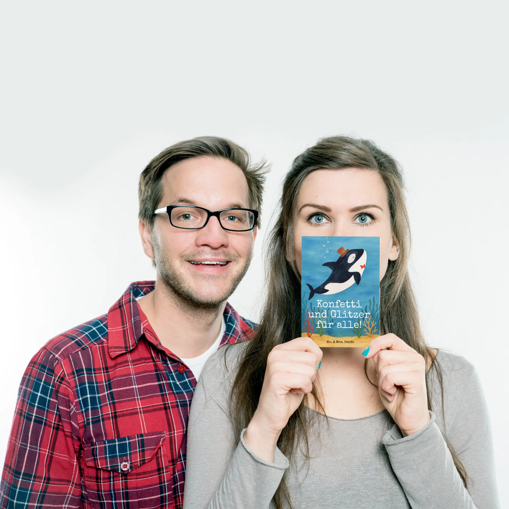 Postkarte Orca Zylinder Design Postkarte, Karte, Geschenkkarte, Grußkarte, Einladung, Ansichtskarte, Geburtstagskarte, Einladungskarte, Dankeskarte, Ansichtskarten, Einladung Geburtstag, Einladungskarten Geburtstag, Meerestiere, Meer, Urlaub, Narwal, Glitter, Konfetti, Glitzer, Geburtstag, Feier, Fete, Fest, Glückwunsch, Orca