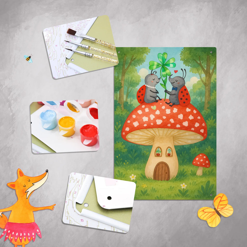 Malen nach Zahlen Metallschild Marienkäfer Fliegenpilz Design Kunstwerk, Ausmalbild, DIY, Malen, Baseln, Malen nach Zahlen, Bastelidee, Künstler, Kreativität, Tiermotive, Gute Laune, lustige Sprüche, Tiere, Marienkäfer, Fliegenpilz, Haus, Fleigenpilzhaus, zuhause, Wohnung