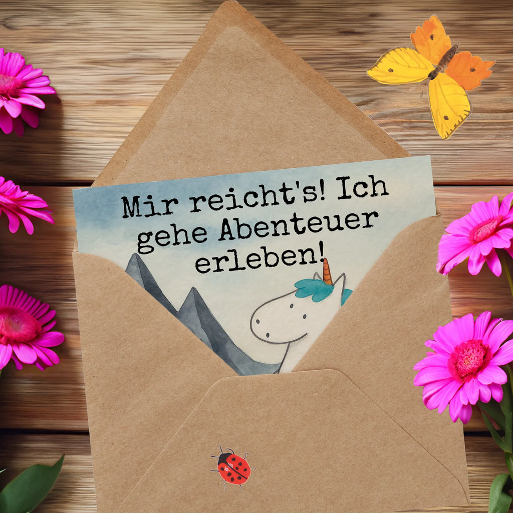 Deluxe Card unicorn climber Design Karte, Grußkarte, Klappkarte, Einladungskarte, Glückwunschkarte, Hochzeitskarte, Geburtstagskarte, Hochwertige Grußkarte, Hochwertige Klappkarte, Einhorn, Einhörner, Einhorn Deko, Unicorn, Bergsteiger, Abenteuer, Berge, Abenteurer, Weltenbummler, Weltreise, Reisen, Urlaub, Entdecker