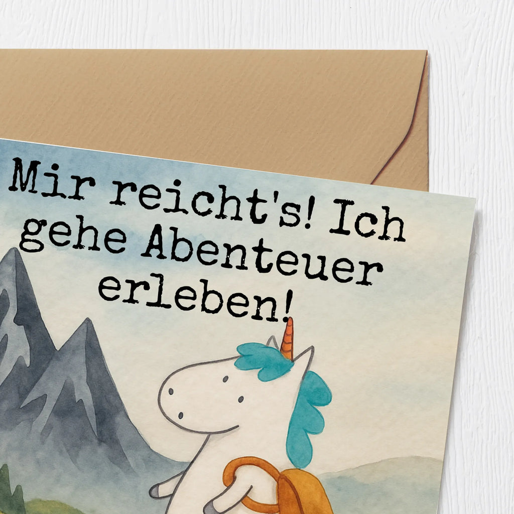 Deluxe Card unicorn climber Design Karte, Grußkarte, Klappkarte, Einladungskarte, Glückwunschkarte, Hochzeitskarte, Geburtstagskarte, Hochwertige Grußkarte, Hochwertige Klappkarte, Einhorn, Einhörner, Einhorn Deko, Unicorn, Bergsteiger, Abenteuer, Berge, Abenteurer, Weltenbummler, Weltreise, Reisen, Urlaub, Entdecker