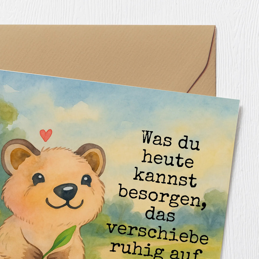 Deluxe Karte Quokka Happy Design Karte, Grußkarte, Klappkarte, Einladungskarte, Glückwunschkarte, Hochzeitskarte, Geburtstagskarte, Hochwertige Grußkarte, Hochwertige Klappkarte, Tiermotive, Gute Laune, lustige Sprüche, Tiere, Quokka, Verschieben, Aufschieberitis, Lustiger Spruch, Niedliches Tier, Dinge erledigen