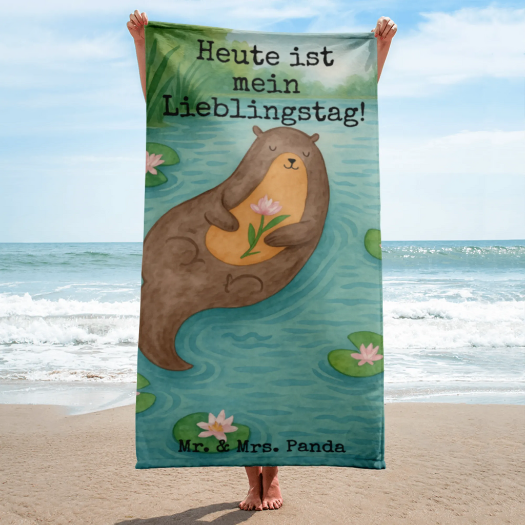 XL Badehandtuch Otter Seerose Design Handtuch, Badetuch, Duschtuch, Strandtuch, Saunatuch, Otter, Fischotter, Seeotter, Otter Seeotter See Otter
